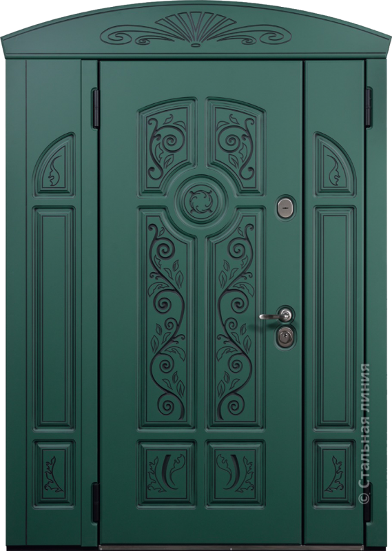 Металлические двери беларусь. Зеленая металлическая входная дверь 6005. Дверь стальная линия зеленая. Дверь стальная входная. Двери наружные металлические.